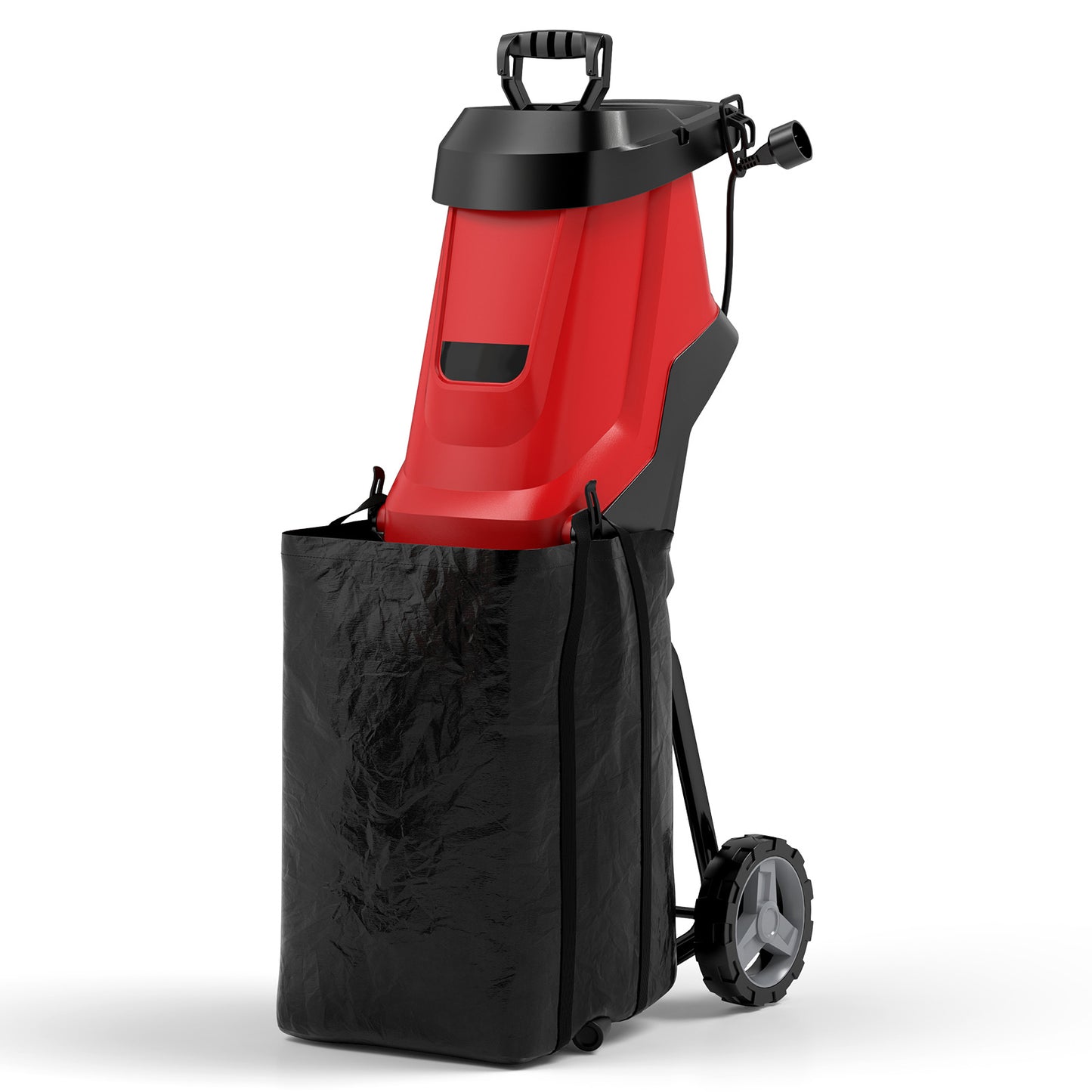 15-AMP Electric Wood Chipper and Shredder with Wheels-Red