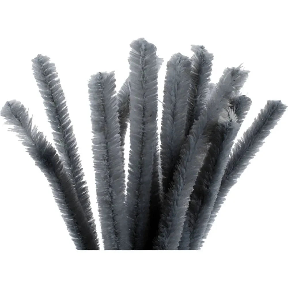 15 Pipe Cleaners Grey Colour Craft Accessories Decoration T:15 mm L:30 cm