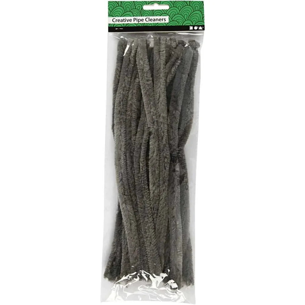 15 Pipe Cleaners Grey Colour Craft Accessories Decoration T:15 mm L:30 cm