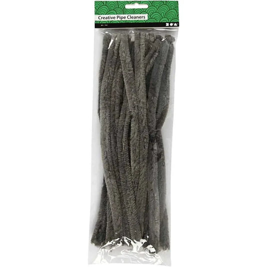 15 Pipe Cleaners Grey Colour Craft Accessories Decoration T:15 mm L:30 cm