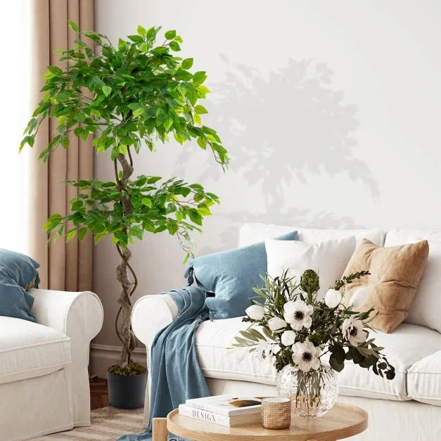 150 CM Artificial Ficus Tree Set of 2 Tall Indoor Plant with 882 Leaves