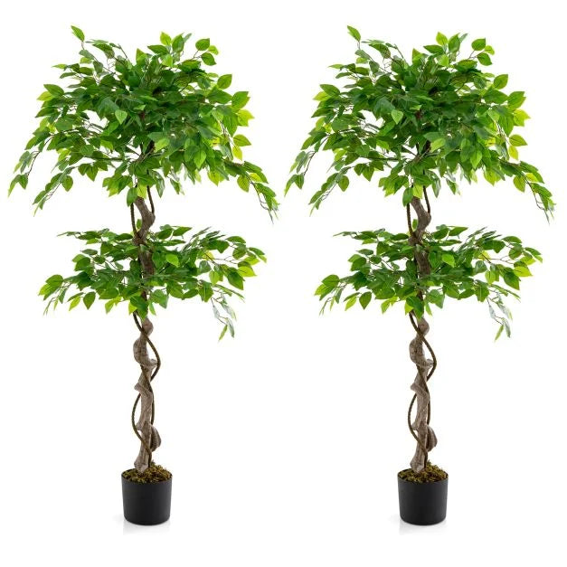150 CM Artificial Ficus Tree Set of 2 Tall Indoor Plant with 882 Leaves