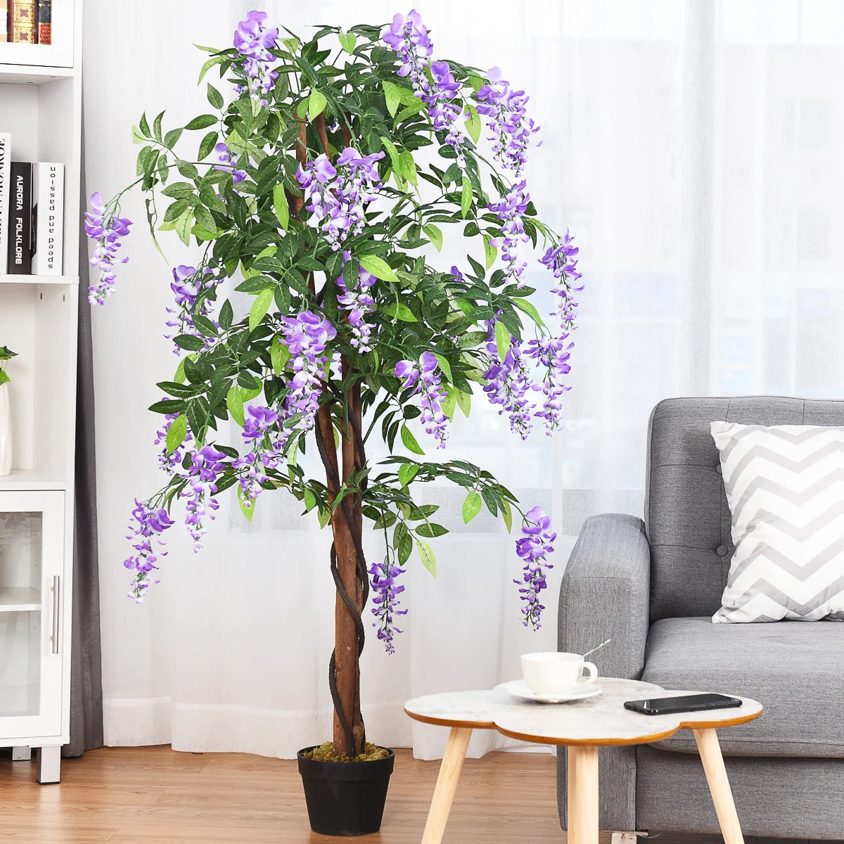 150 CM Ficus Artificial Tree Set of 2 with 3 Natural Trunks