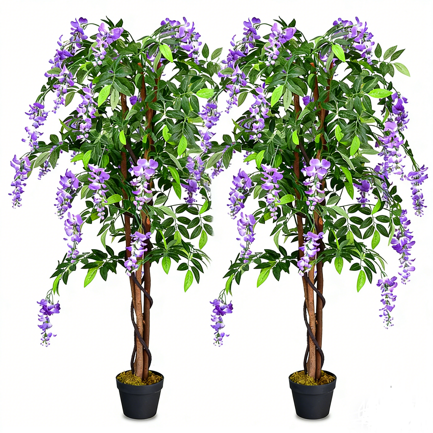 150 CM Ficus Artificial Tree Set of 2 with 3 Natural Trunks