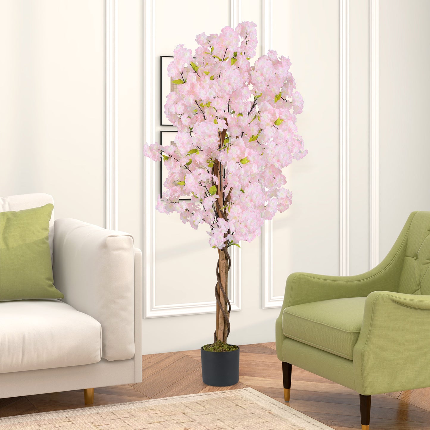 150CM Tall Artificial Cherry Blossom Tree Faux Flower Plant in Nursery Pot-1 Pack