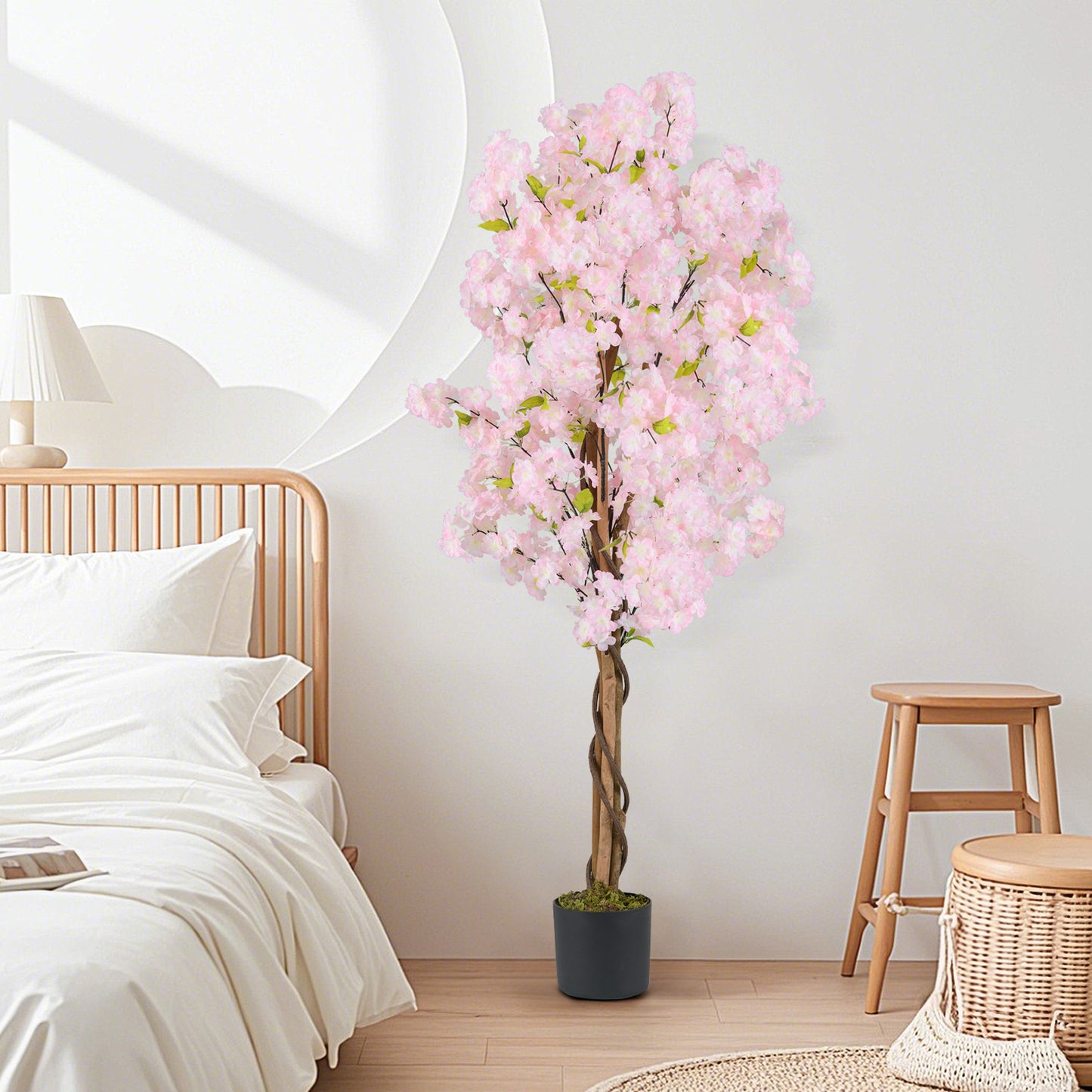 150CM Tall Artificial Cherry Blossom Tree Faux Flower Plant in Nursery Pot-1 Pack