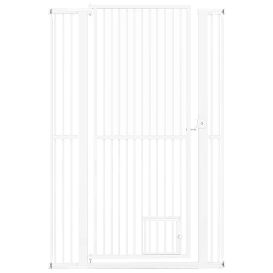 150CM Extra Tall Pet Gate Heavy-Duty Metal Easy Walk Through Gate-White
