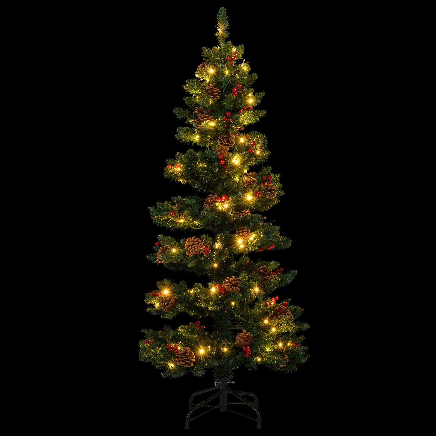 150 CM Pre-Lit Artificial Christmas Tree Spiral Holiday Tree with 448 Branch Tips-1.5 M