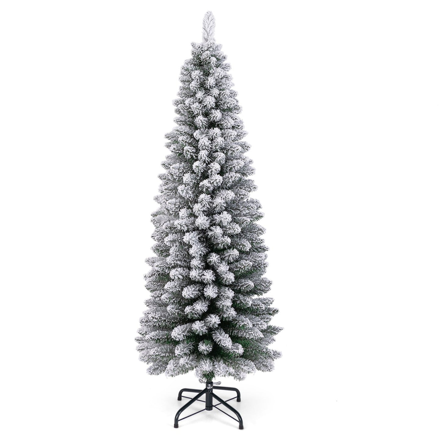 120/150/180 CM Snow Flocked Artificial Christmas Tree with 240/328/460 Branch Tips-1.2 M