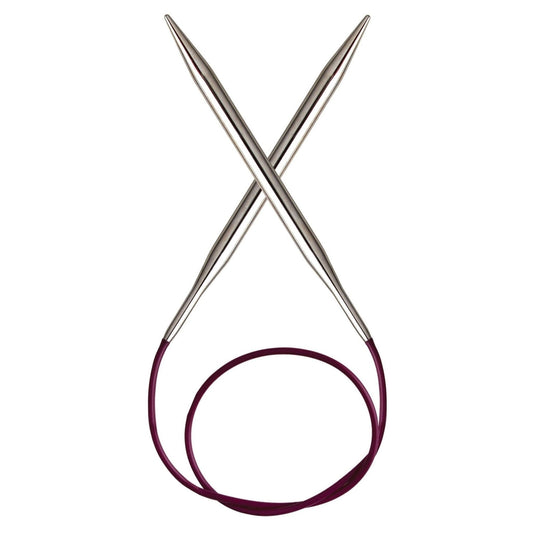 150cm Knitting Pins + Cable | 2mm to 12mm | Circular Fixed | Smooth Chrome-Plated Brass Nova Metal