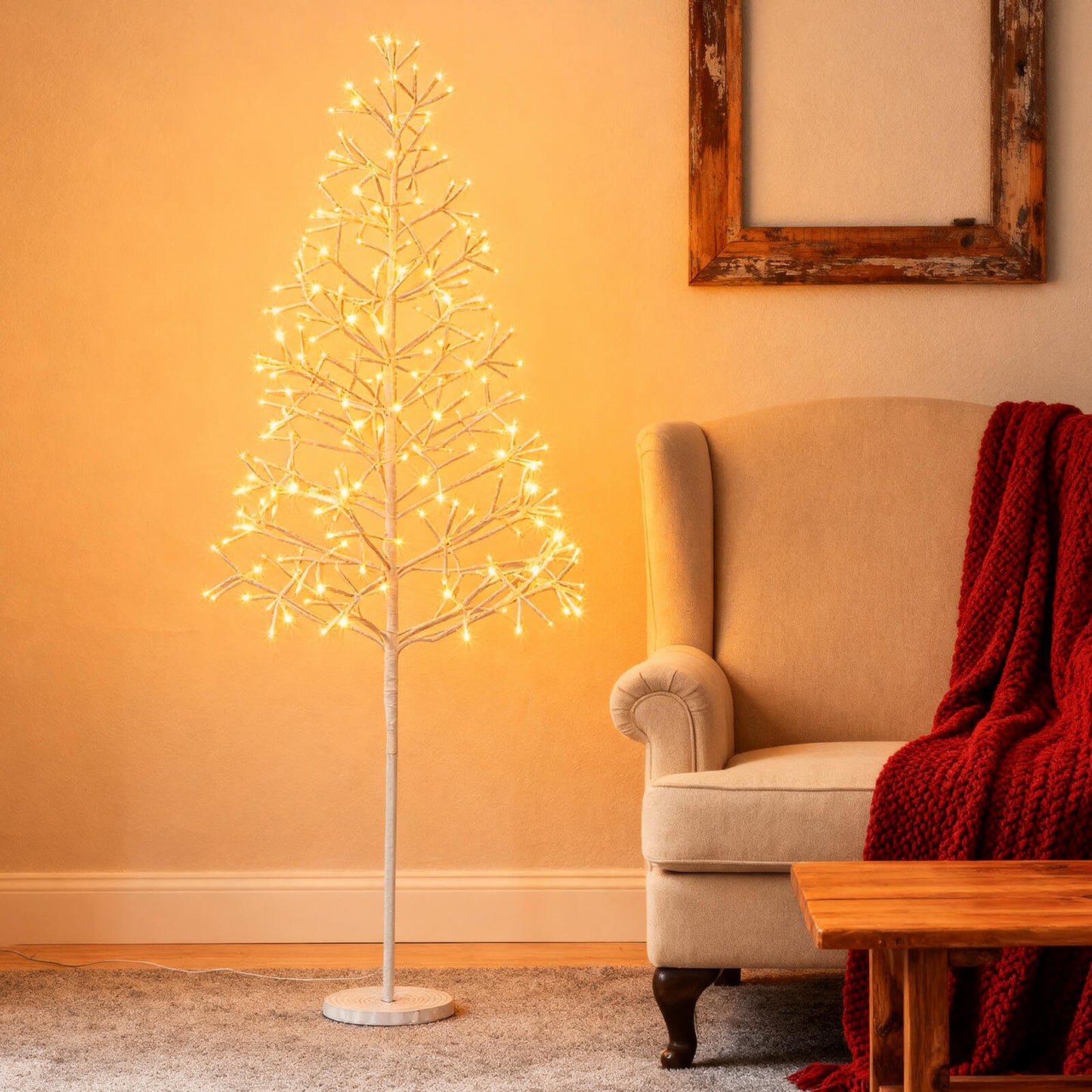 1.5/1.8m Lighted Birch Tree Twig Tree with 240 Warm White LED Lights-1.5 M