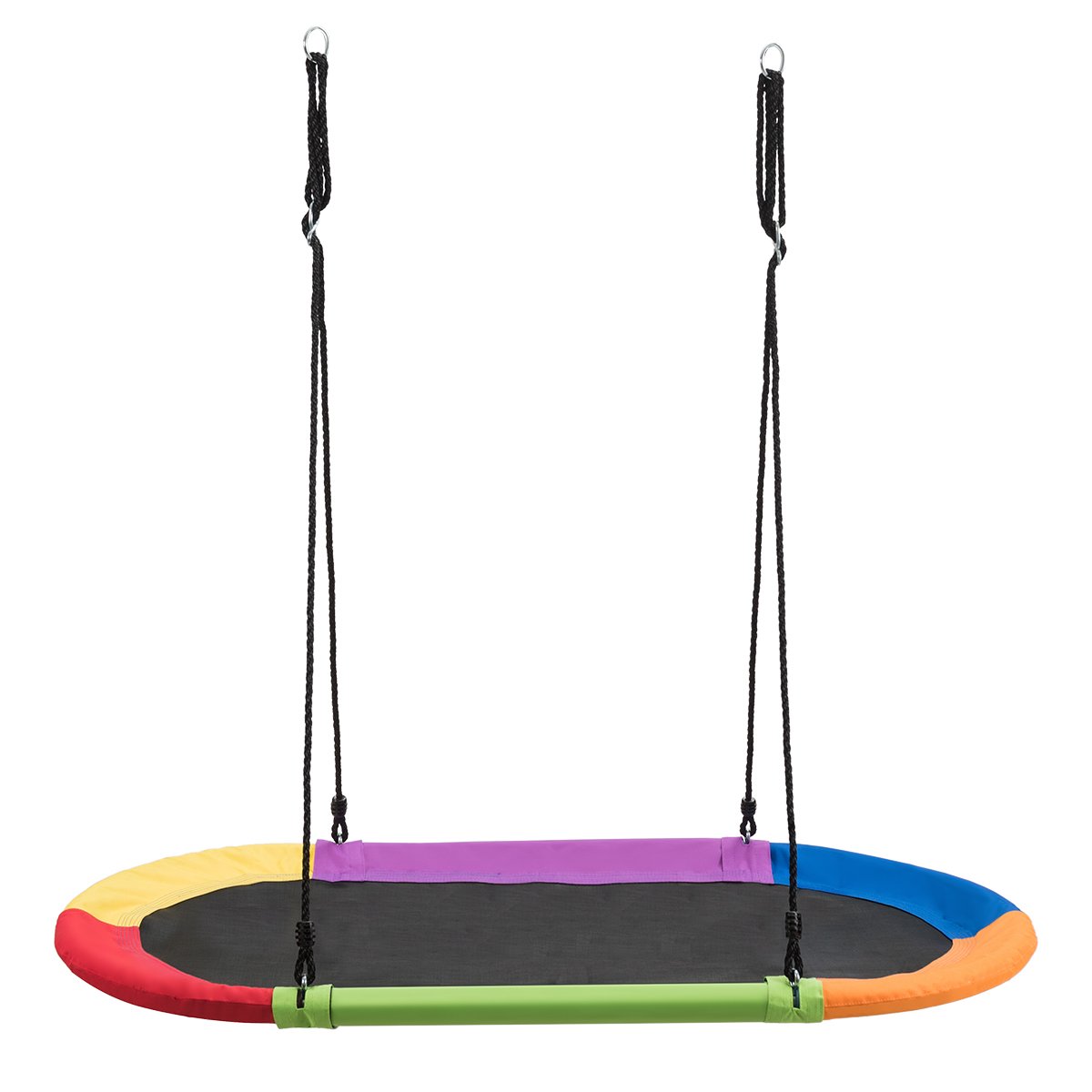 150 cm Oval Swing with Height-Adjustable Rope for Outdoor Indoor-Blue