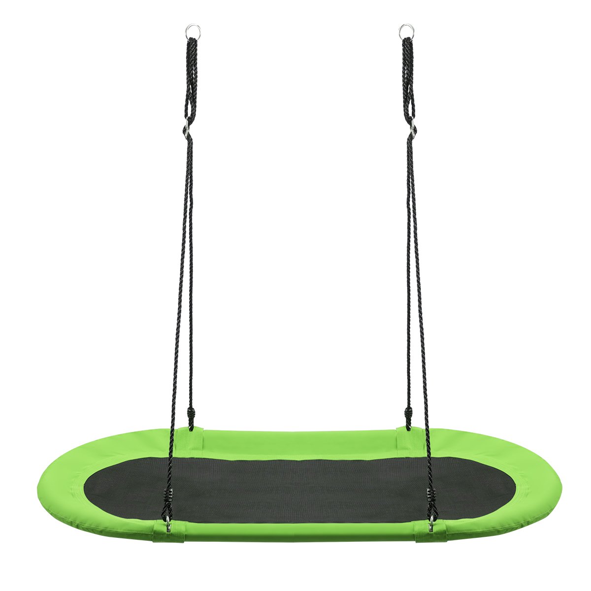 150 cm Oval Swing with Height-Adjustable Rope for Outdoor Indoor-Blue