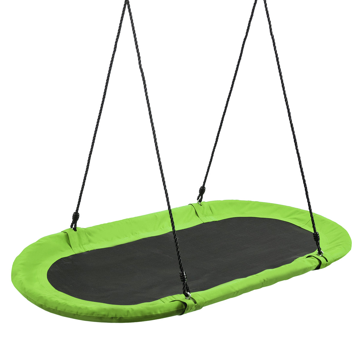 150 cm Oval Swing with Height-Adjustable Rope for Outdoor Indoor-Blue