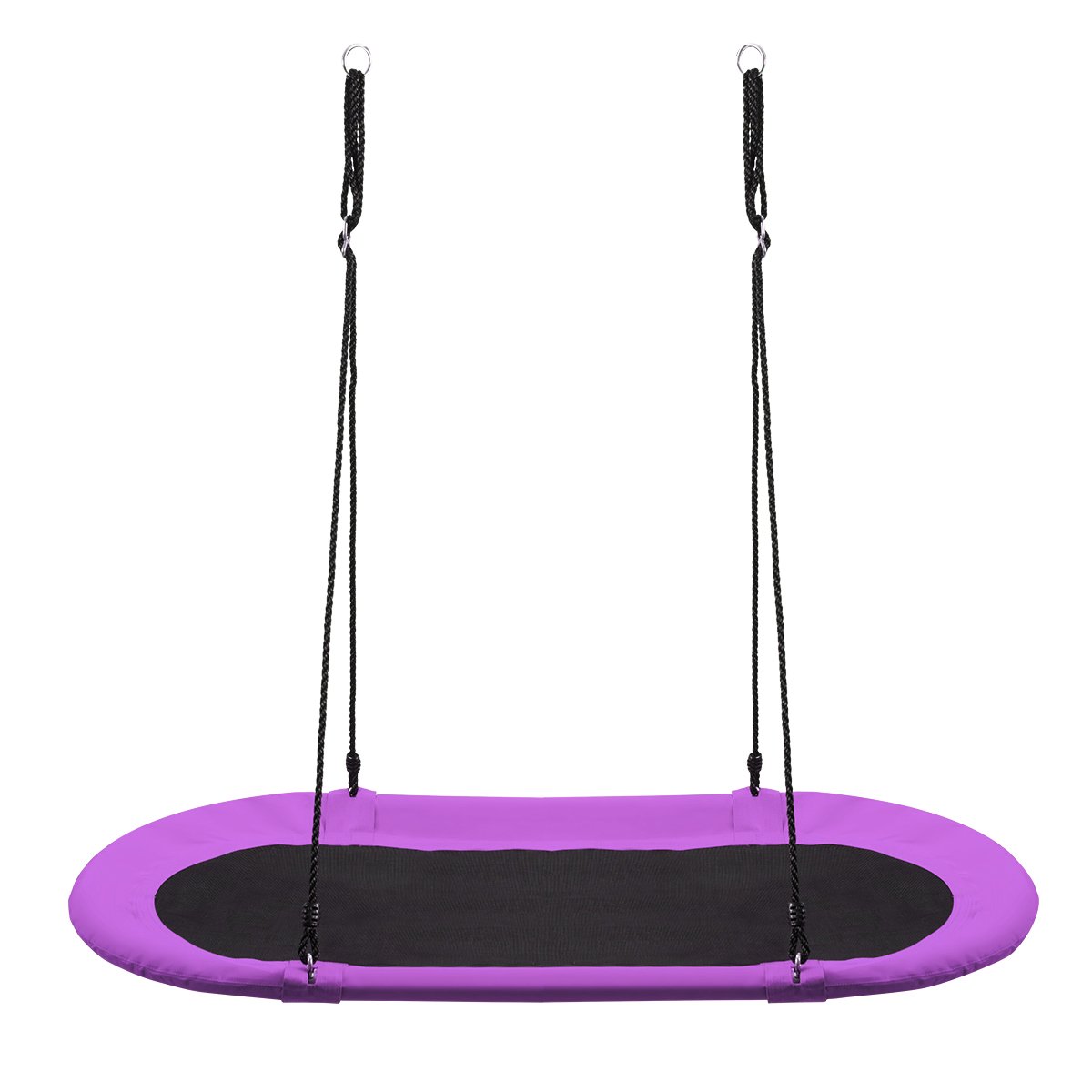 150 cm Oval Swing with Height-Adjustable Rope for Outdoor Indoor-Blue