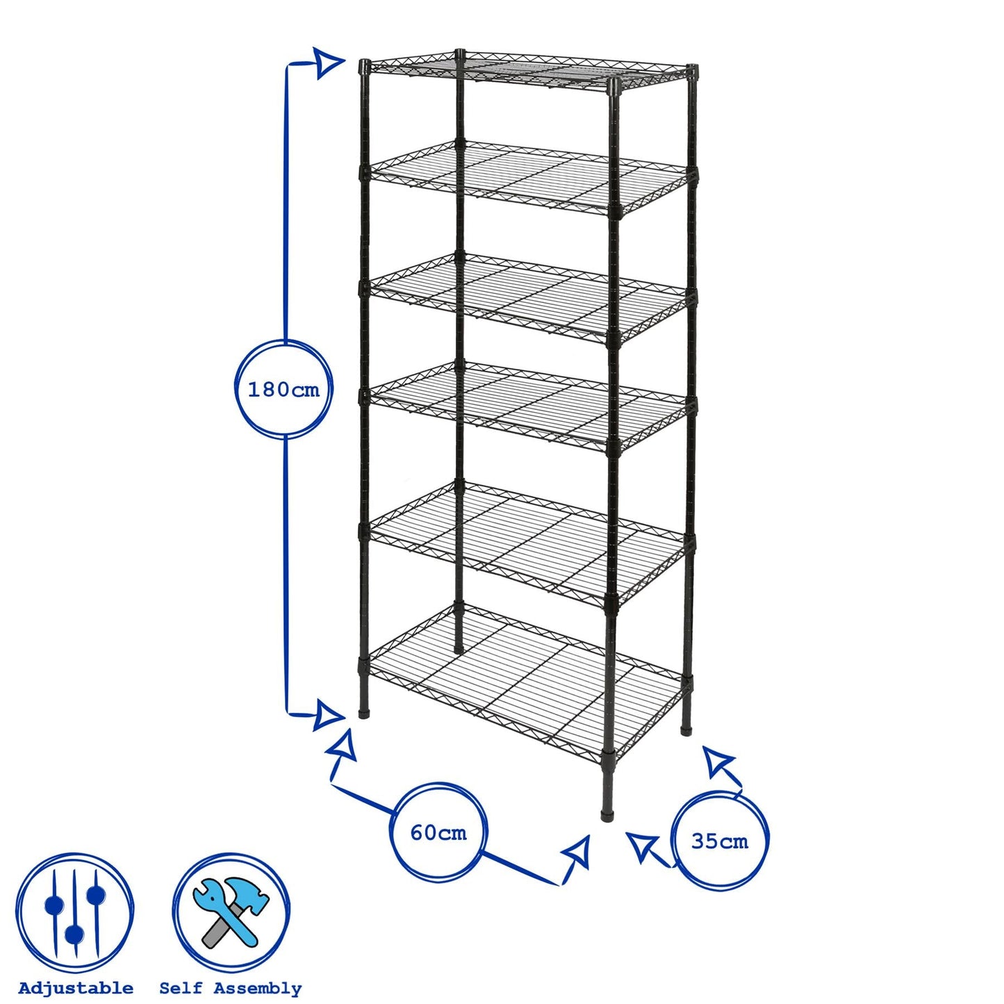 Adjustable Wire Shelving Unit - Black