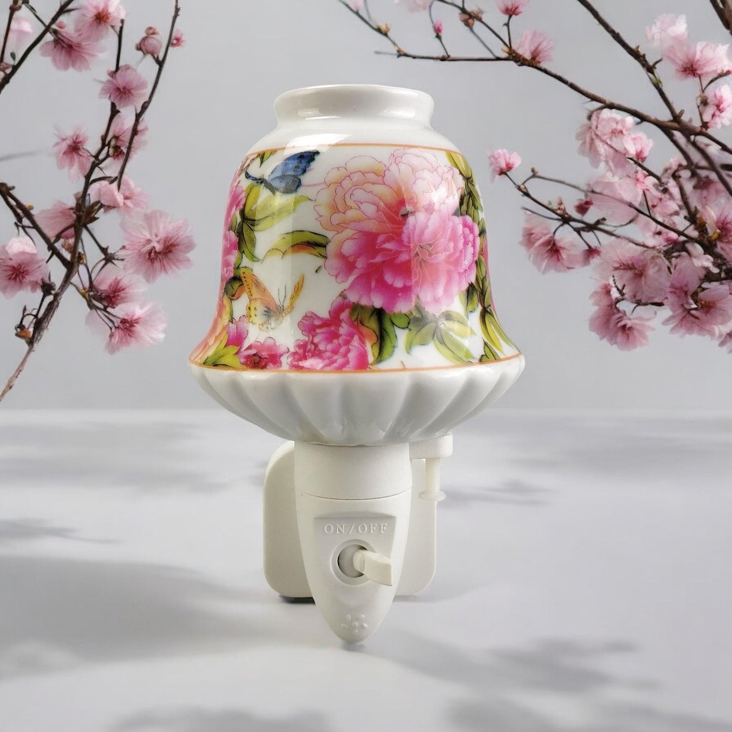 8 INCH FLORAL LED NIGHTLIGHT PINK AND GREEN