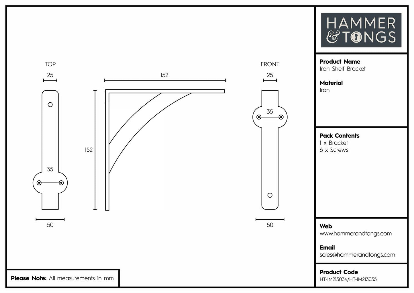 150mm Iron Shelf Bracket