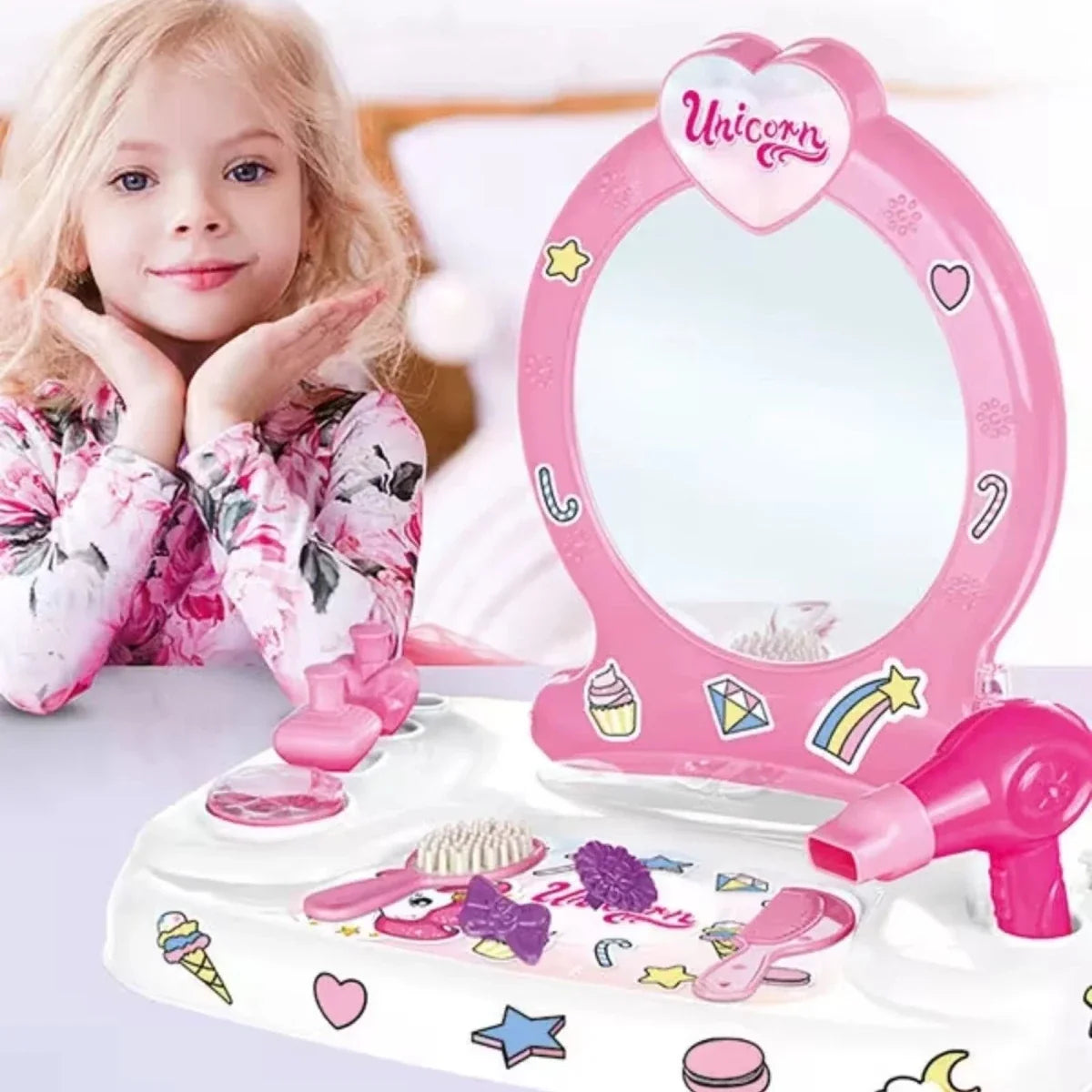 Dolu Table Top Vanity Set with Mirror