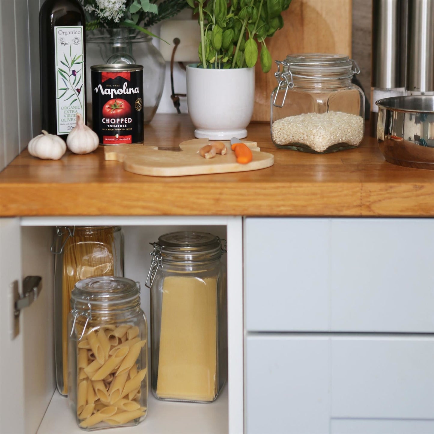 760ml Air tight Square Glass Jar with Clip-Top Lid