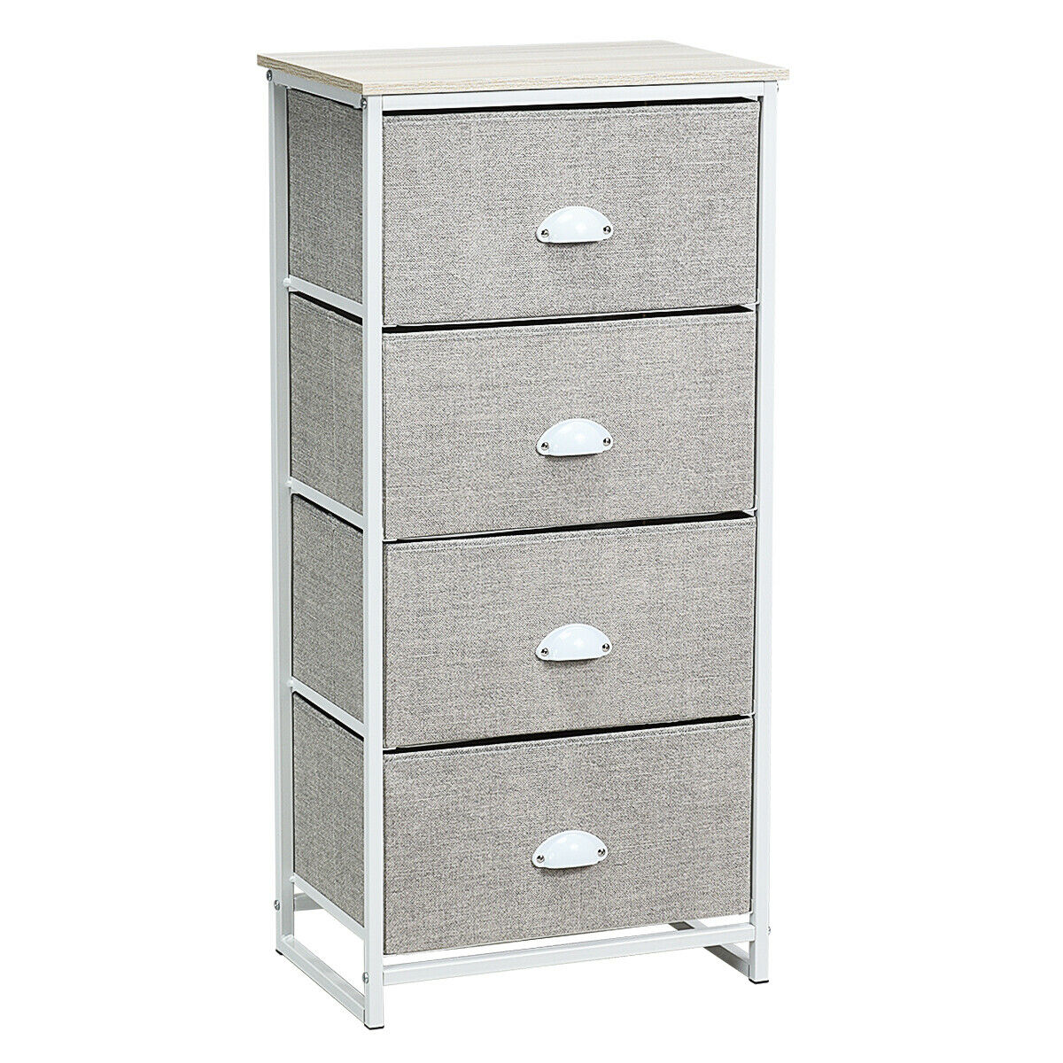 3/4 Fabric Nightstand Bedside Storage Cabinet Folding Drawers-4-Tier-Black