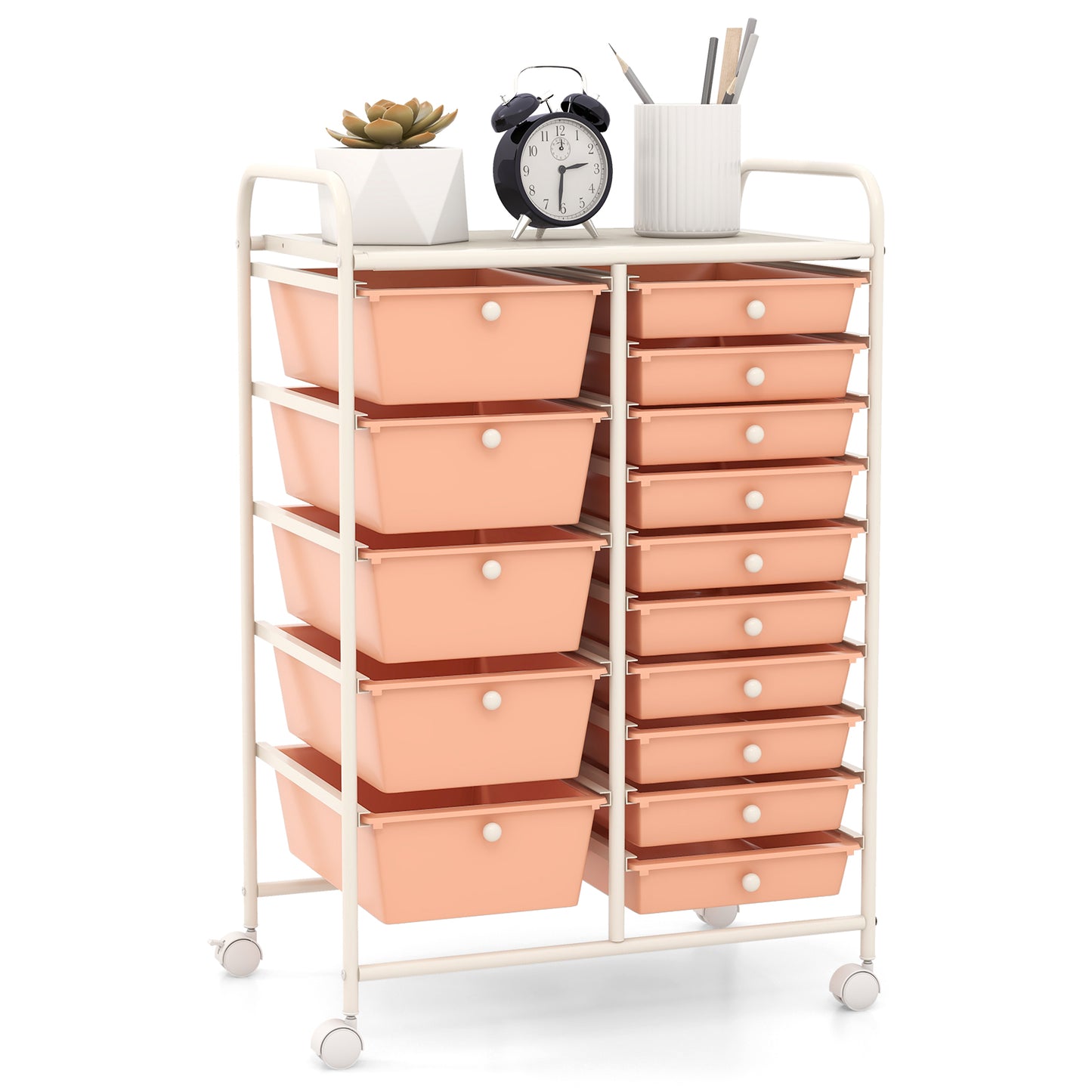 15 Drawer Rolling Storage Cart with 4 Wheels for Beauty Salon-Black