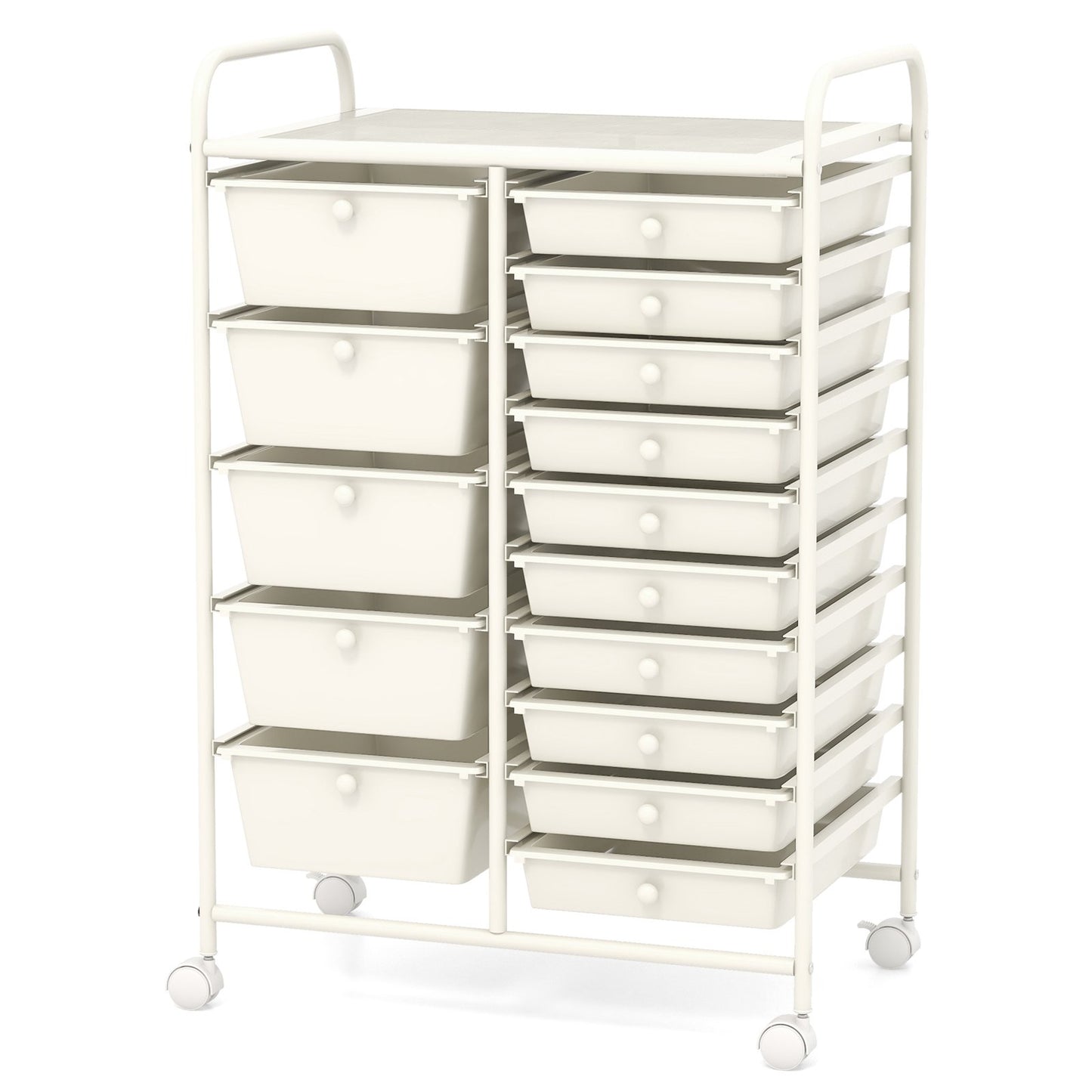 15 Drawer Rolling Storage Cart with 4 Wheels for Beauty Salon-Black