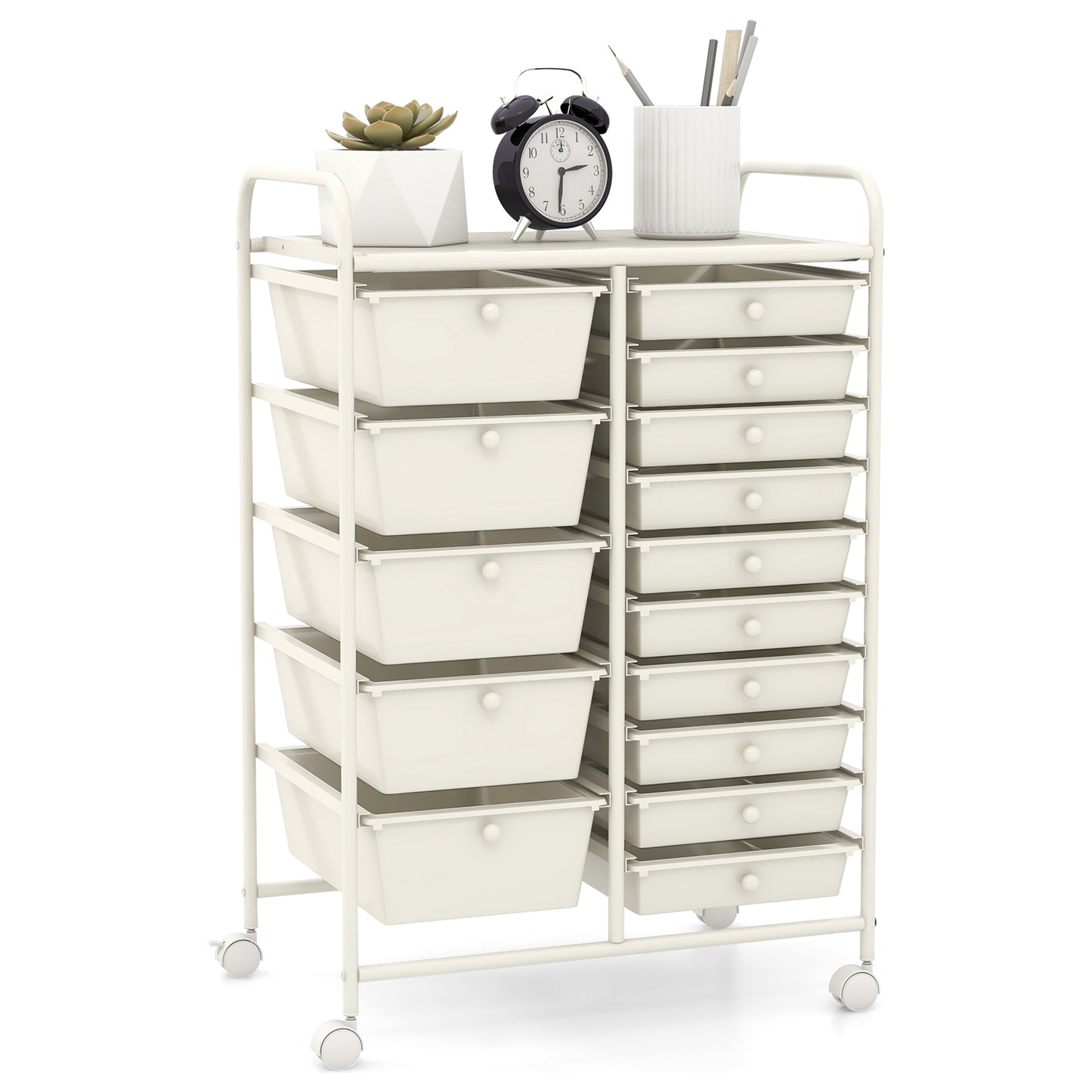 15 Drawer Rolling Storage Cart with 4 Wheels for Beauty Salon-Black