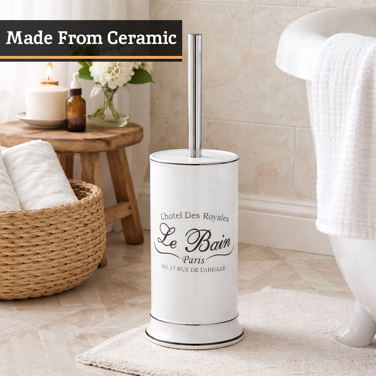 Le Bain White Toilet Brush With Holder