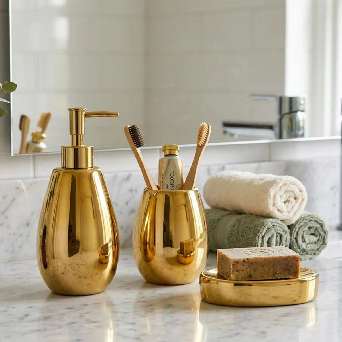 Dolomite Gold 3 Piece Bathroom Set | Magpie