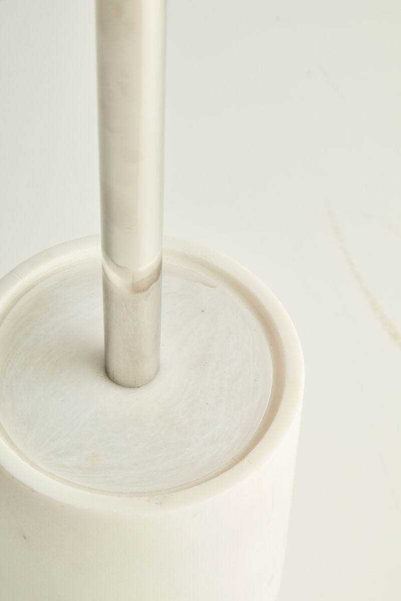 Abaska Off White Marble Toilet Brush with Stainless Steel Handle
