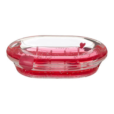 Acrylic Red Floating Hearts Soap Dish