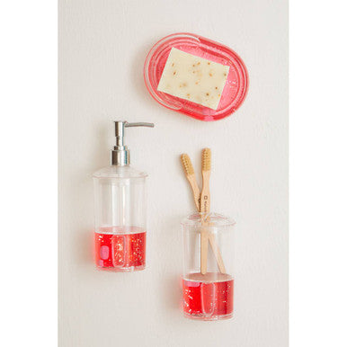 Acrylic Red Floating Hearts Soap Dish