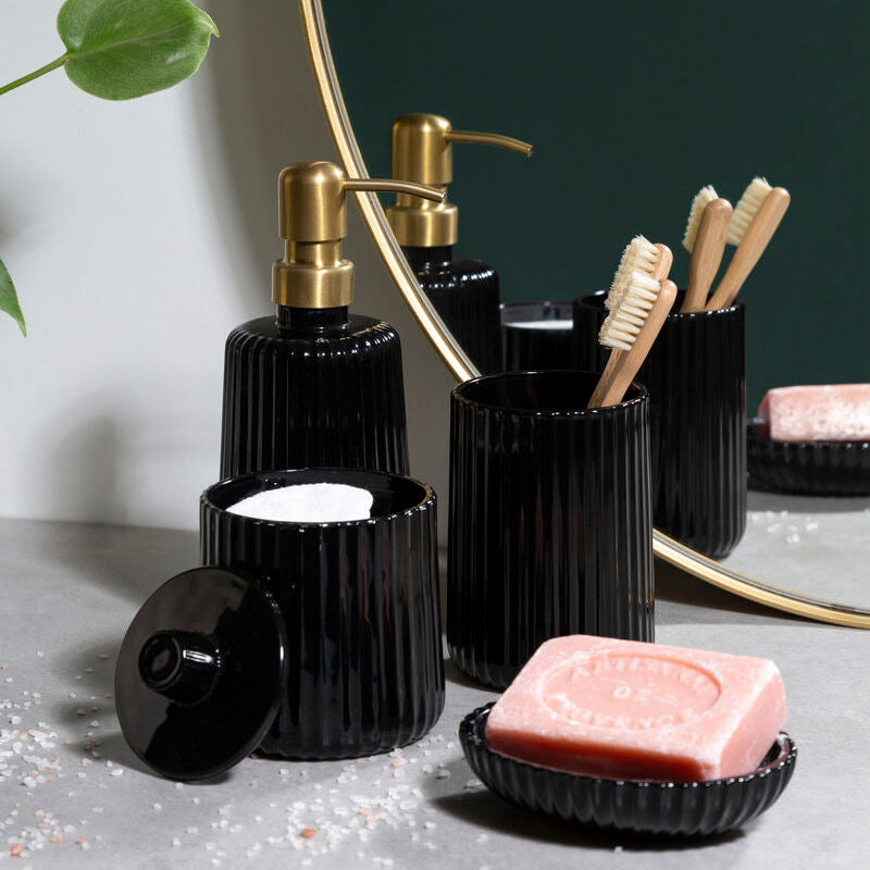 Ticino Brittany Black Glass Storage Jar