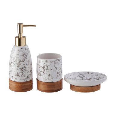 3 Piece Marble Print Bathroom Set | Earth