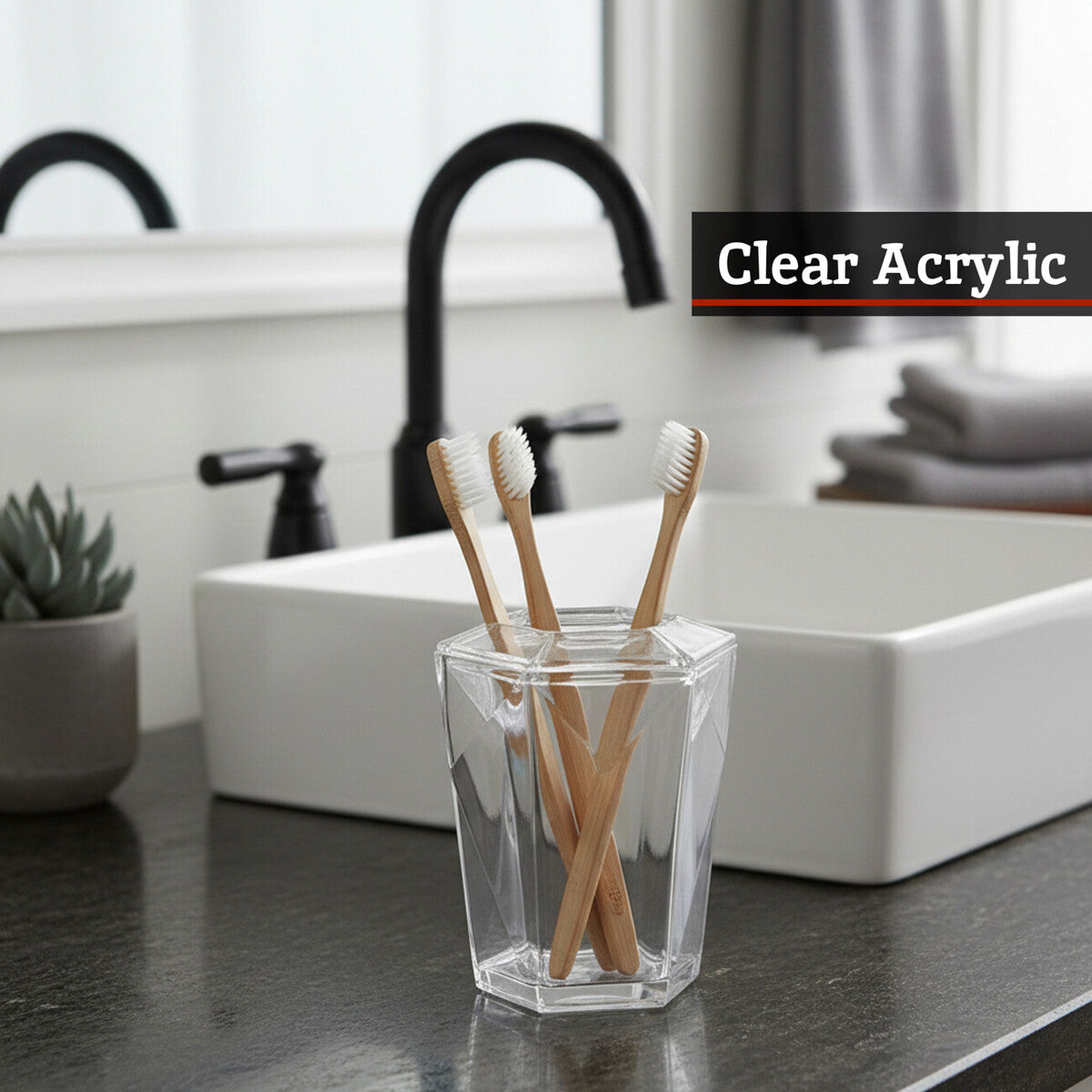 Dow Clear Acrylic Toothbrush Holder