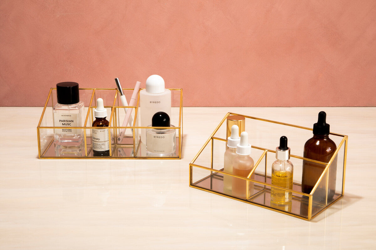 Beauty Glass Makeup Organiser With 6 Compartments