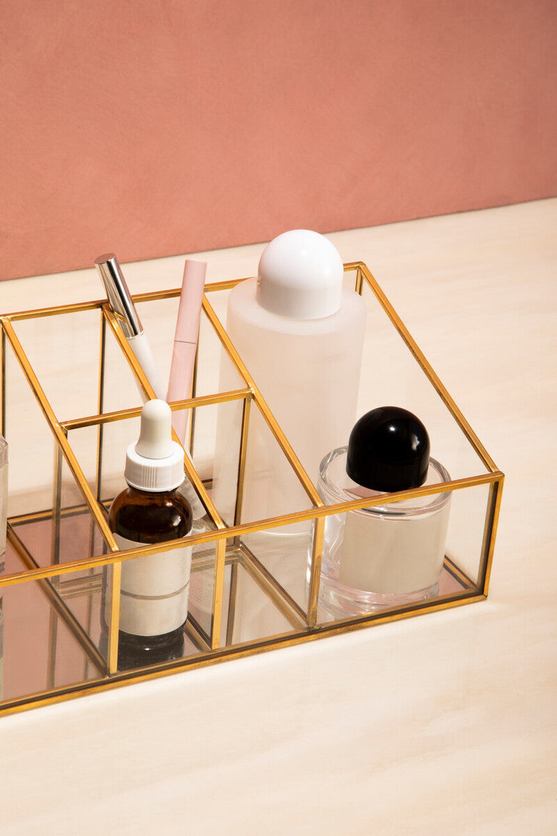 Beauty Glass Makeup Organiser With 6 Compartments