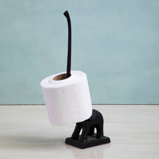 Black Finish Elephant Toilet Roll Holder | Fauna