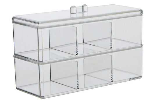 Romm Six Compartment Clear Plastic Cosmetics Organiser