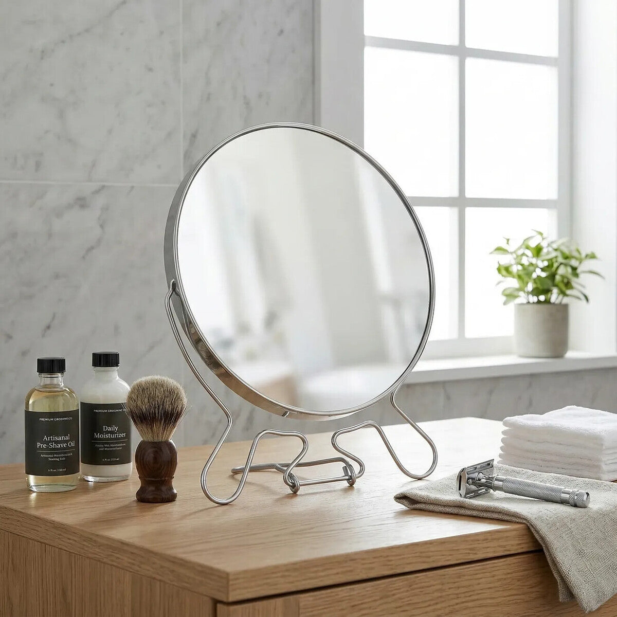 Silver Effect 2 Sided Large Shaving Mirror | Mison