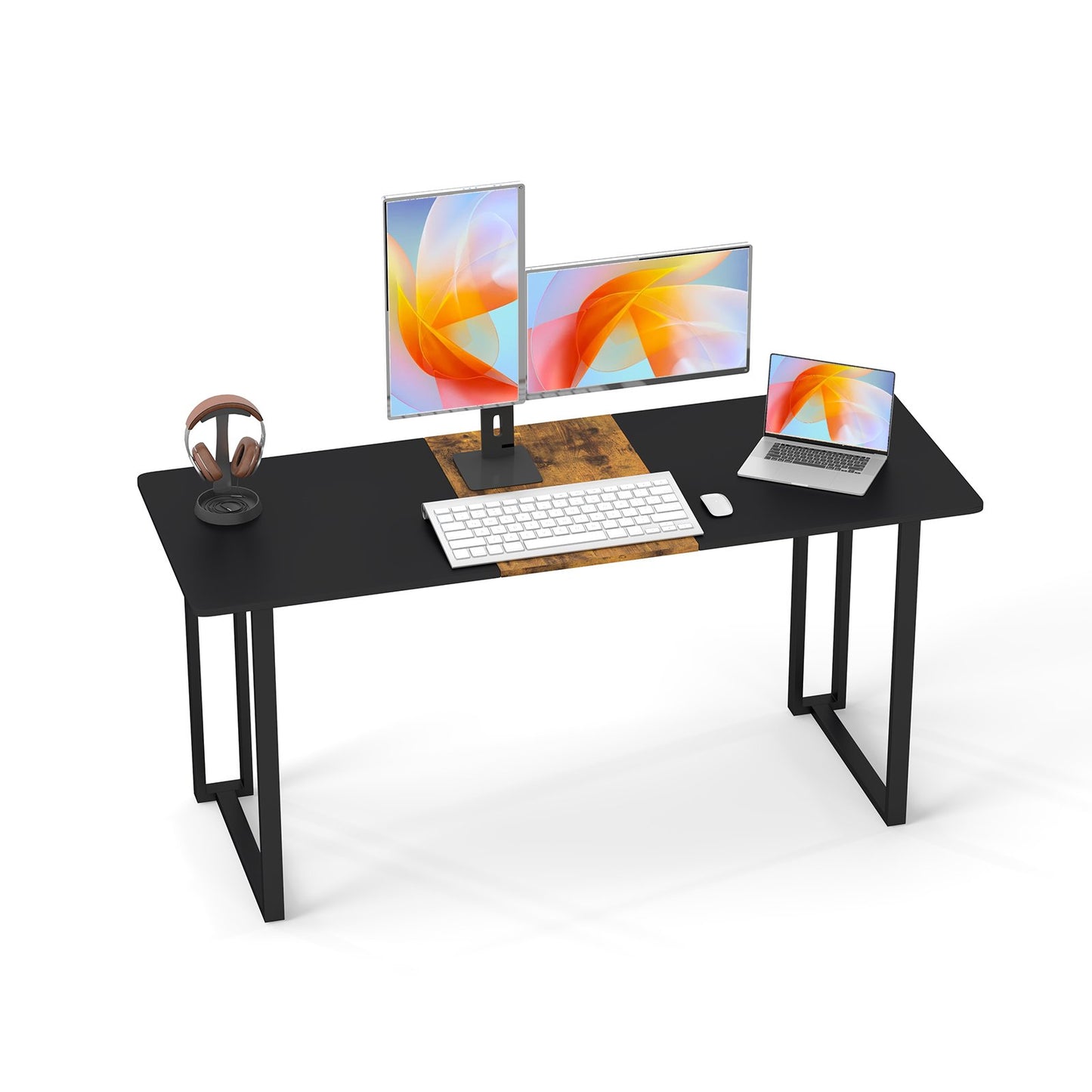 160 x 60 cm Large Office Computer Desk with Metal Frame-Black