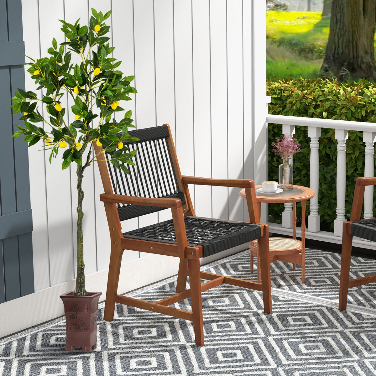 160cm Tall Set of 2 Fake Lemon Plant with Lemon Fruits and Cement Pot