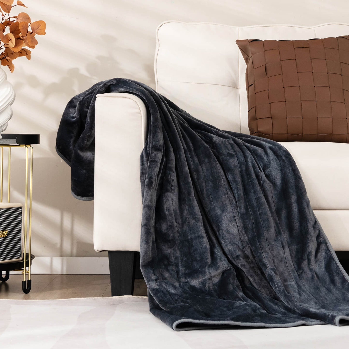 160 x 130 CM Electric Heated Throw Blanket with 10 Heat Settings-Blue
