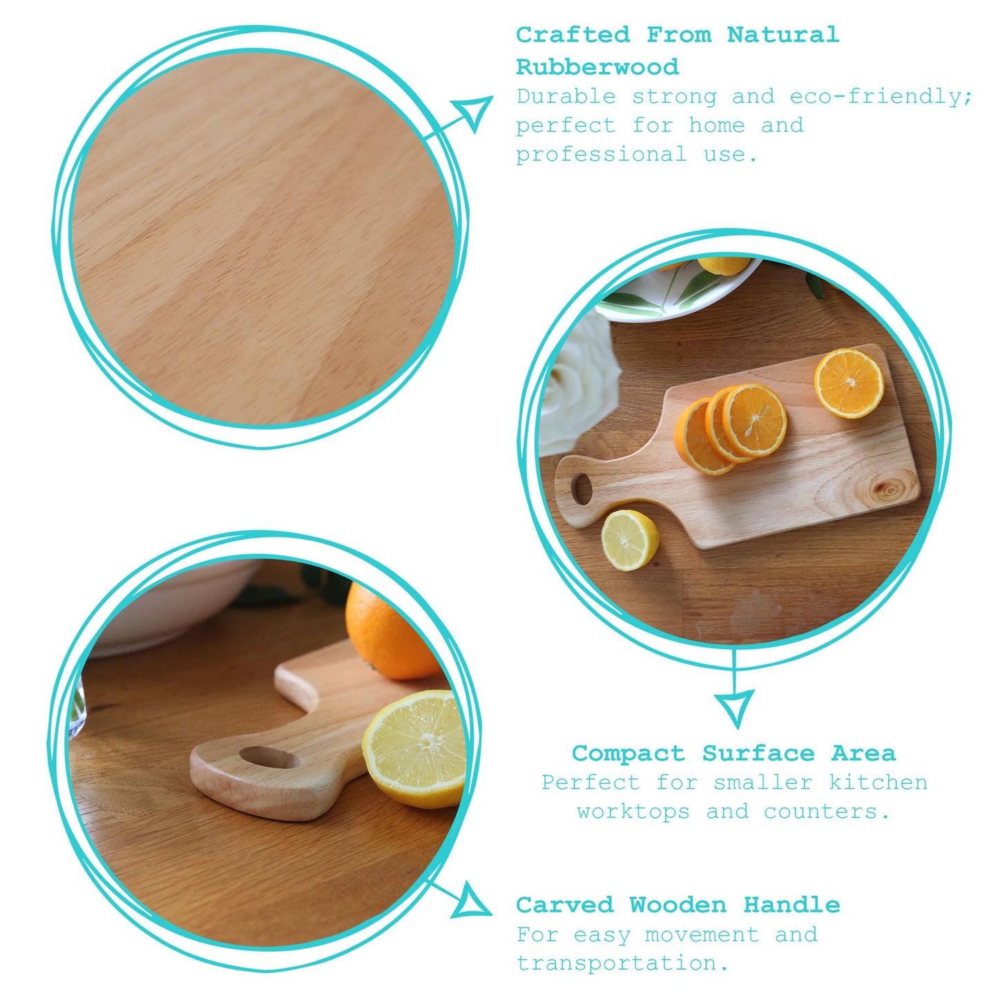 34cm x 16cm Wooden Chopping Board with Handle