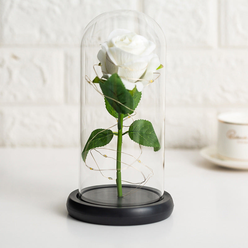 Immortal flower glass cover rose glass cover Valentine's Day gift Christmas gift gold foil flower creative ornament