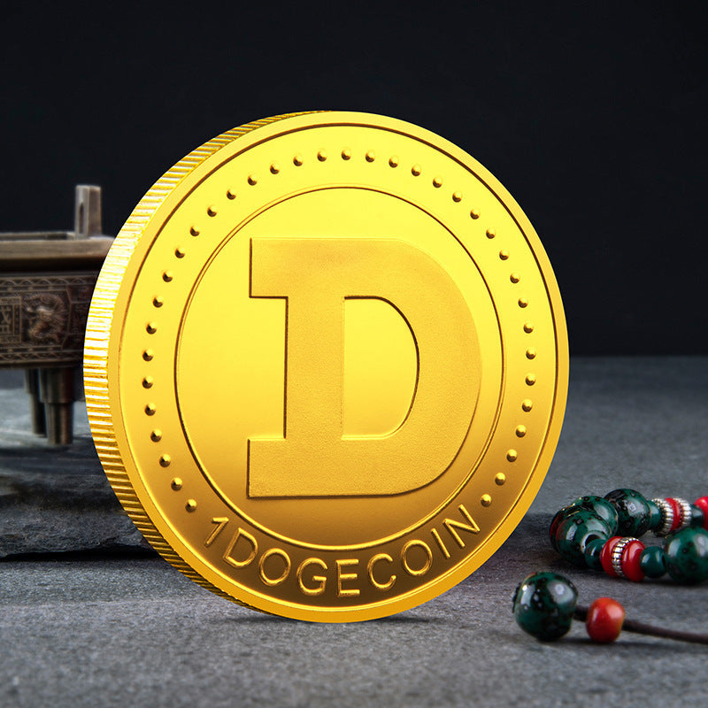 WOW Dogecoin To The Moon In Doge We Trust Gold Plated Commemorative Coins Cute Dog Pattern Printed Cllection Gifts