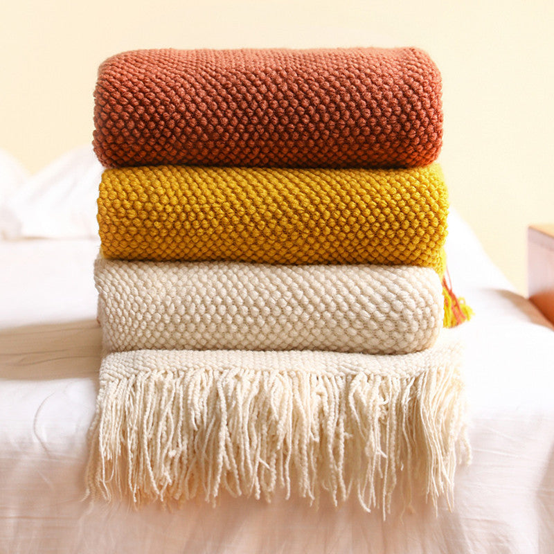 Pineapple Grid Knitted Sofa Blankets