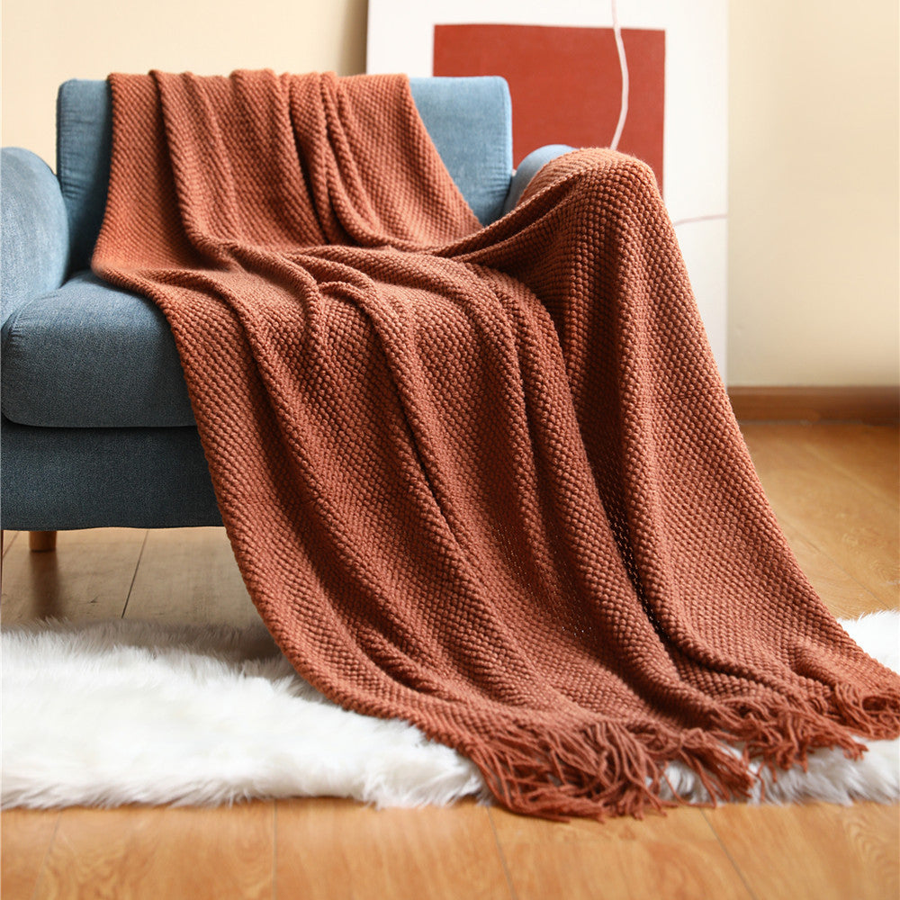 Pineapple Grid Knitted Sofa Blankets