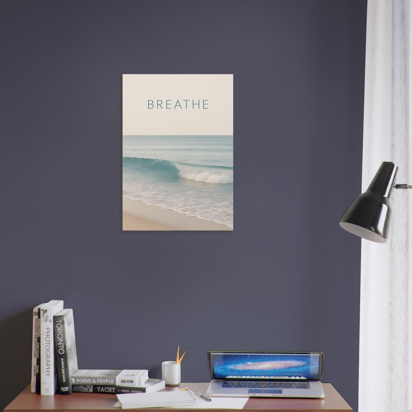 Breathe | Ocean Wave Minimalist Poster - Elegant Ocean Art Print for Home Decor